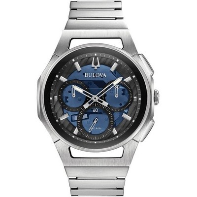 Bulova Curv Chronograph Blue Dial Bracelet Watch 96A205