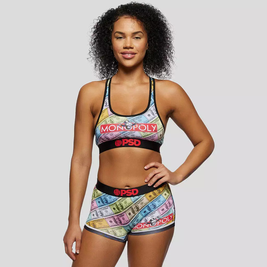 PSD Women's Sports Bra Monopoly Money Game Size MEDIUM (Bra Size