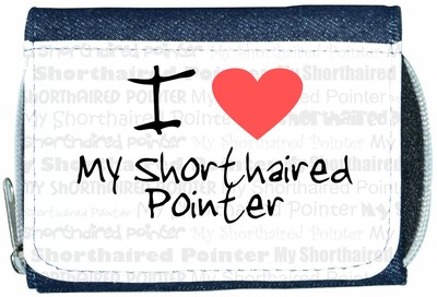 I Love Heart My Shorthaired Pointer Denim Geldbörse