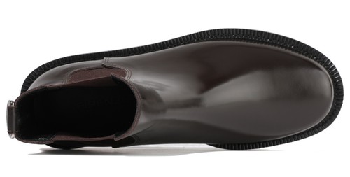 Botas Chelsea Firenze Atelier Para Hombre Cuero Marrón Punta Redonda Tobillo con Suela Vibram - Imagen 9 de 13