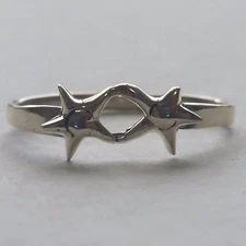 LADIES JEWELRY DOUBLE STAR .925 STERLING SILVER RING SIZES 5 6 7 8