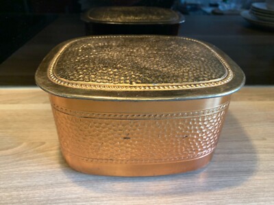 Alte TCHIBO Blech-Dose, wohl 1960er, 18x15x10cm, Kupfer-Messing-Optik