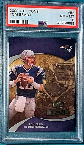2009 Upper Deck Icons Football #52 Tom Brady PSA 8