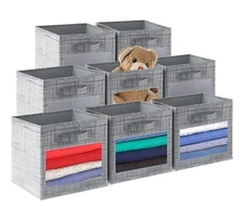 Cube Storage Bins With Clear Window Foldable Fabric Baskets Boxes For Shelf Clos