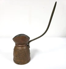 Vintage Brass Side Pourer Long Brass Handle Turkish Coffee pot Flambé Pitcher