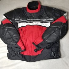 First Gear Men's Leather Tex Motorcycle Jacket Armored Padded Vented XL
