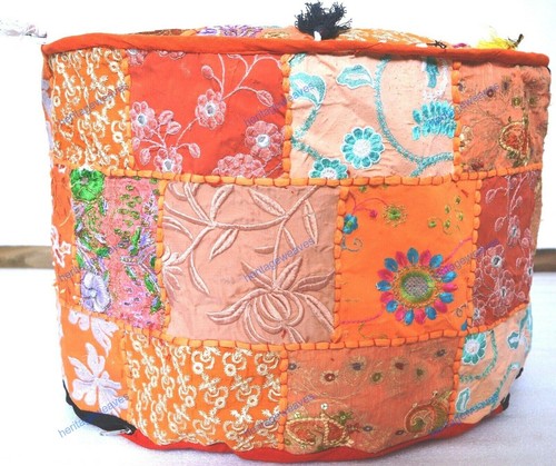 Handmade Vintage Floral Ottomans Foot Stool Boho Ethnic Pouf Cover Home Decor - Picture 5 of 6