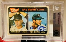 Steve Carlton Signed 1965 Topps Rookie Card  RC #537 BAS Beckett Auto w/ HOF 94