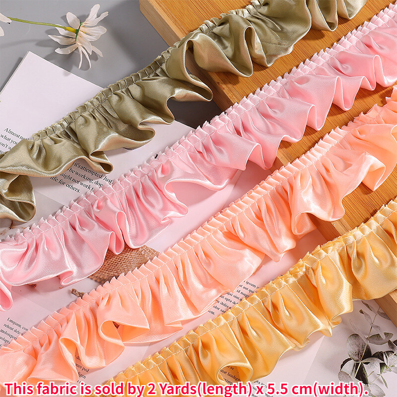 2 Meters Satin Trim Pleated Ruffle Frill Double Layered Ribbon