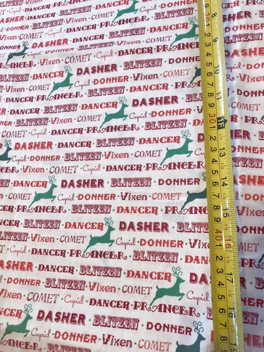100% Cotton Vintage green Elk Red letters Fabric by the yard - Picture 4 of 6