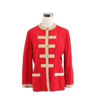 Red beige ULTRASUEDE military style vintage jacket 10 L