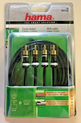 Hama! 083022 The Smart Solution 1,5m, 2Chinch/2Chinch Chinch Kabel, vergoldet ##