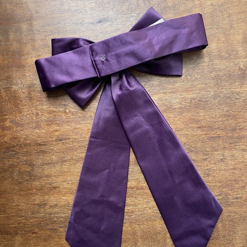 Vintage Girls Purple Belt With Large Bow Satin - Picture 2 of 6