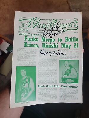 Terry Dory Funk Dual Autographed Program May 15th , 1976 STL WRESTLING RARE