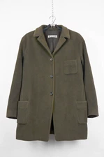 Jil Sander Women’s Coat – Dark Olive Wool Blend – Made in Germany – Size 42