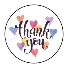 THANK YOU HEARTS ENVELOPE SEALS LABELS STICKERS PARTY FAVORS