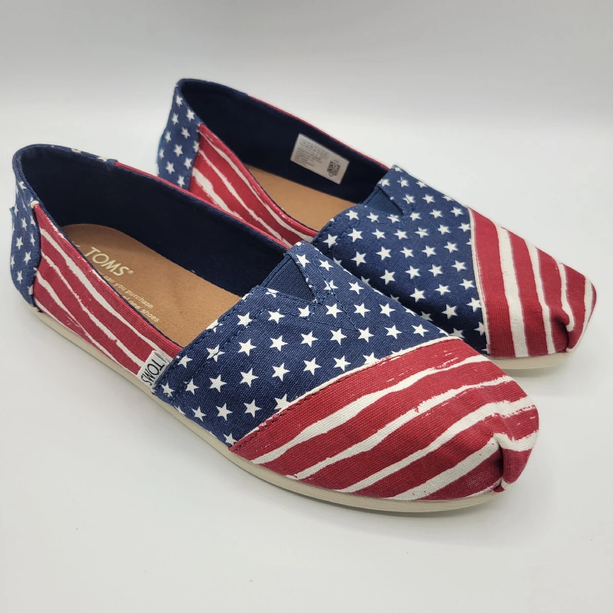 Toms red white and blue best sale shoes