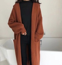 Women Cashmere Wool Hooded Knitted Sweater Cardigan Outwear Oversize Coat Thick
