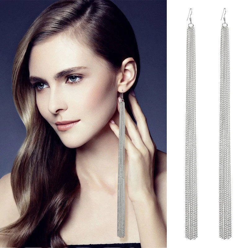 Zara SILVER Tassel Fringe XXL Extra Long massive Chain Long