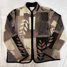 Coldwater Creek Womens Multicolor Patchwork Jacket Velvet Tapestry Art to Wear