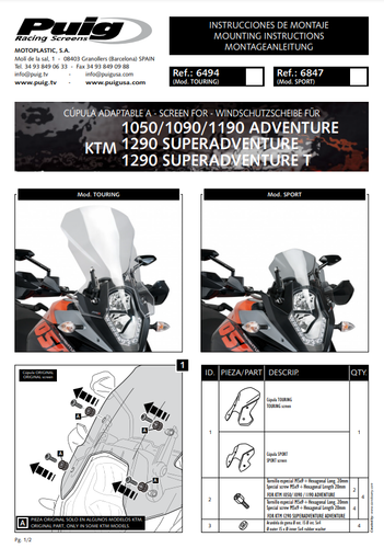 Pantalla Touring Oscura Puig KTM 1050 1090 1190 Adventure 1290 Super Adventure - Imagen 2 de 8