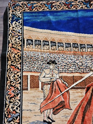 Tapis Mural Vintage Matador Espagnol Scène Dé Tauromachie Tapisserie Corrida