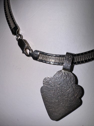 Jewerly Italy .925 SS Omega Necklace 16” Blue Chalcedony Cat Eye Moonstone Rare - Picture 14 of 22