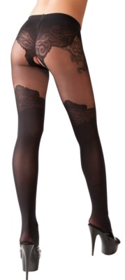 Offene Strumpfhose Cottelli LEGWEAR schwarz offenes Pferd Pariser Effekt sexy 40 Den