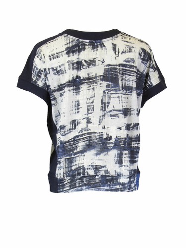 Grey State Mujer Blanco y Azul Marino con Marco Cuadros Top Talla Pequeña Nuevo - Imagen 2 de 2