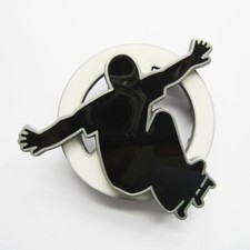 Skateboard Skateboarding Black/White Enamel Metal Spinning Belt Buckle