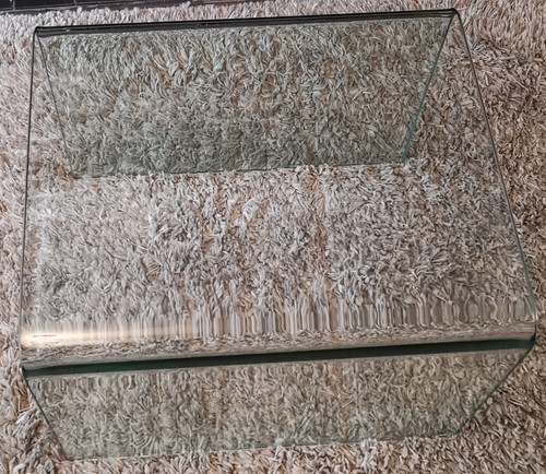 Modern Curved Glass Coffee Table Office Living Room Table Clear Glass Top - Picture 5 of 5