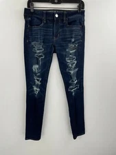 American Eagle 6 Jegging Ripped Dark Mid Rise 360 Super Stretch Womens A50-08
