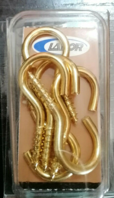 6 Ganci A Vite Per Legno Mm 45x23x3,2 Ferro Ottonato Gancio Occhiello Aperto - Foto 11