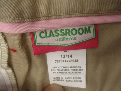 NWT Classroom Uniforms Size 13-14 Boys Beige Cotton Stretch Straight Pants 825 - Picture 6 of 9