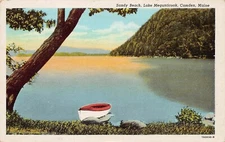 Lake Megunticook Camden ME Maine Bass Trout Perch Fishing Vtg Postcard V9