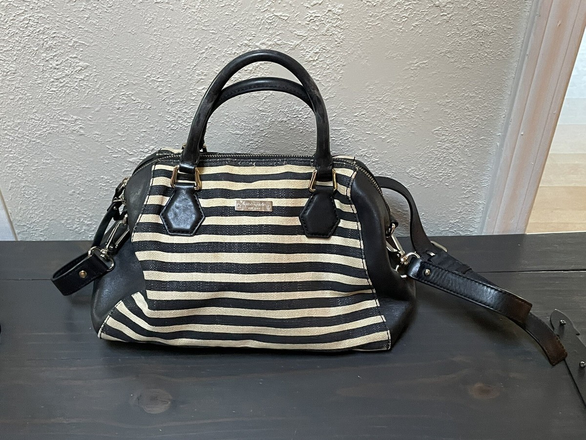 Vintage Kate Spade Black White Striped Satchel Crossbody Bag Kate Spade Handbags | The RealReal main image 4