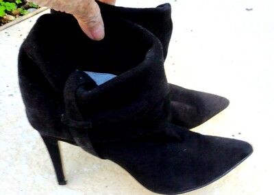 Women's Black Suede Calvin Klein Fashion Boots-3 1/2'' Stiletto Heels-Size 8