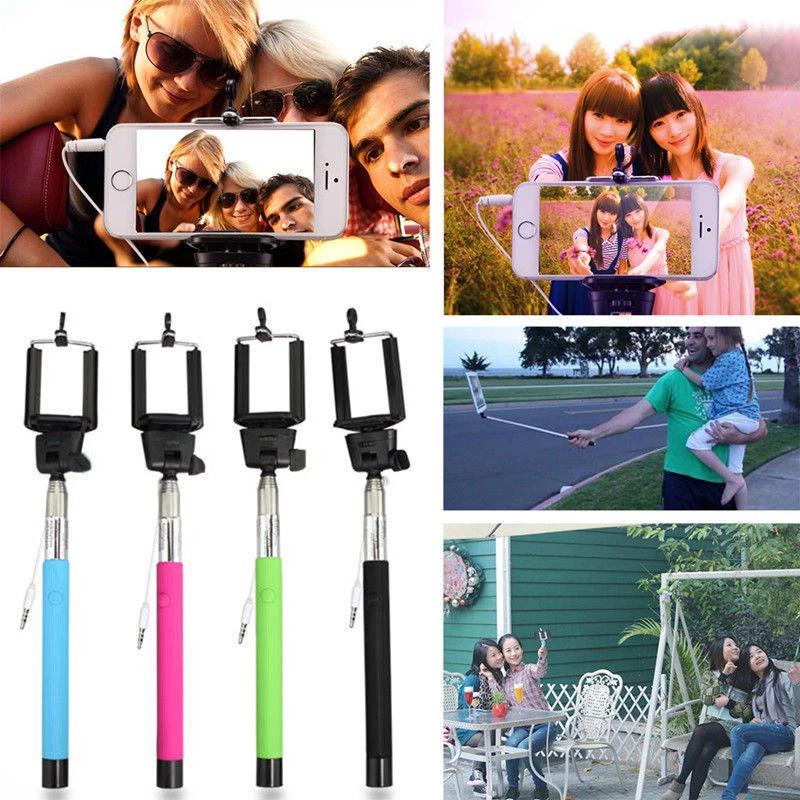 Suporte extensível selfie com fio stick telefone obturador remoto monopé para smartphone - Imagem 4 de 4