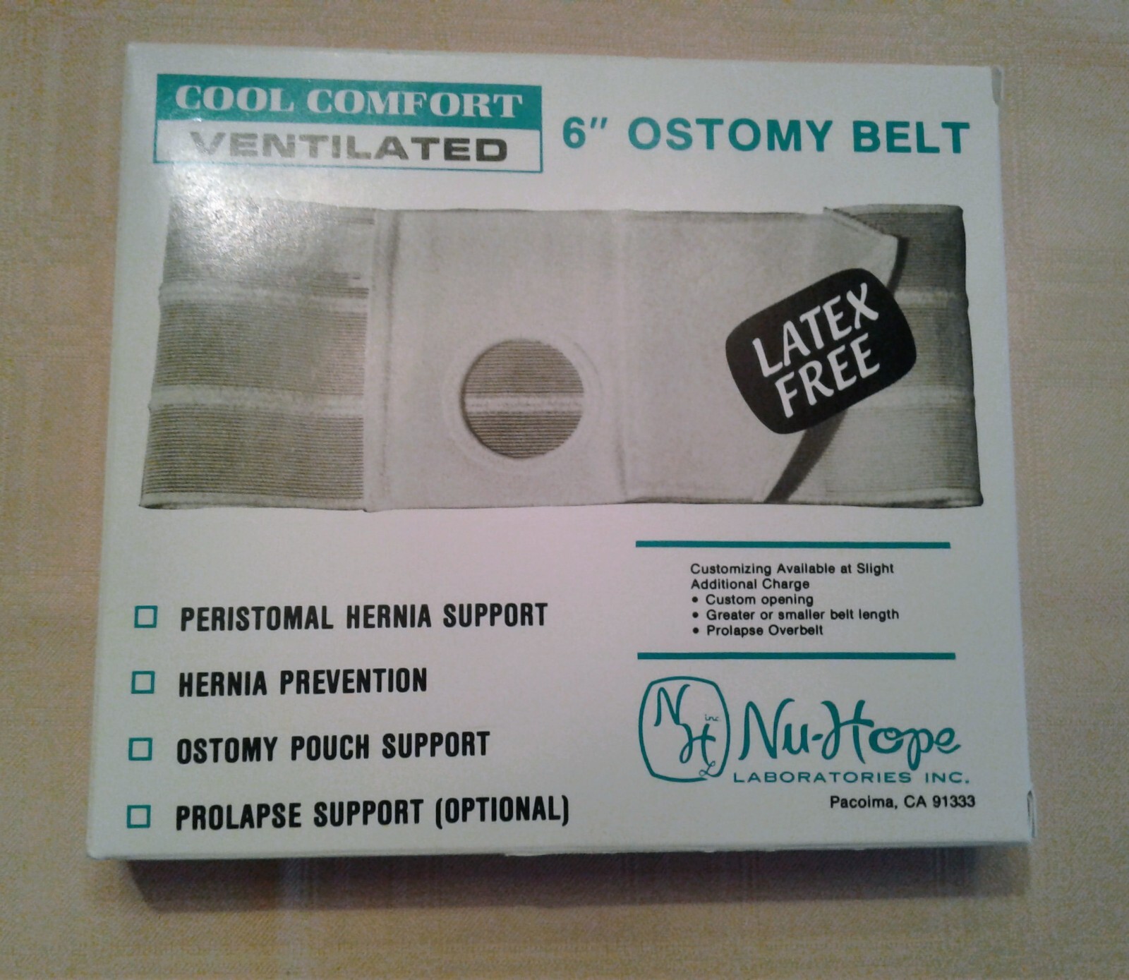 Ostomy Hernia Support Belt 6" NuHope 6713 XLarge Panel Right Side