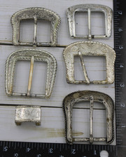  5 VTG 90s Cowboy Country Western Belt Buckle Lot Nickel Silver Plate