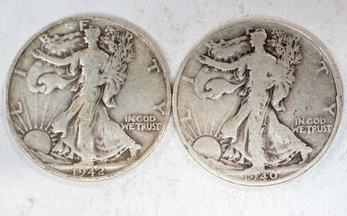 Walking Liberty Half Dollars, 90% Silver USA 50C Lot Of 2