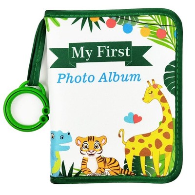 Green Baby Photo Album, 4x6 Inch, Memory Book, Milestone Cards, Cloth Gift Set