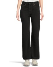Levi's Premium Ribcage Jeans Womens 26 X 32 Black Denim Cotton Wide Leg QLW659
