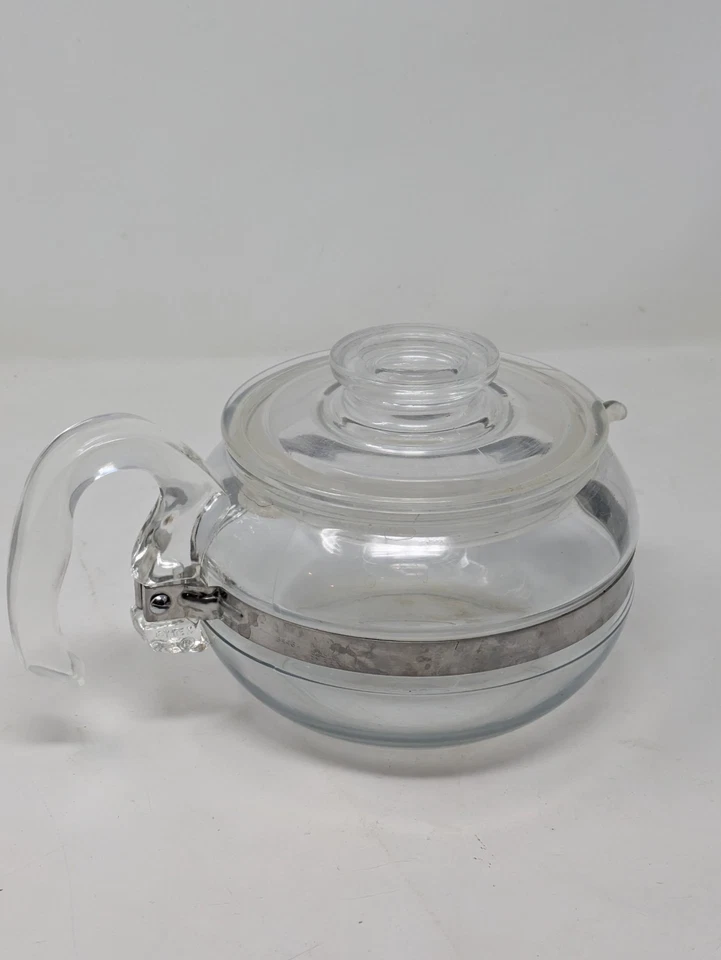 1960's Pyrex 6 Cup Flameware Clear Glass Coffee Teapot with Lid 8446-B - Image 2 of 4