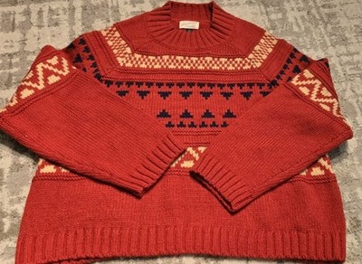 Sweater Universal Thread Rust Red Fair Isle Short Sweater Size XXL