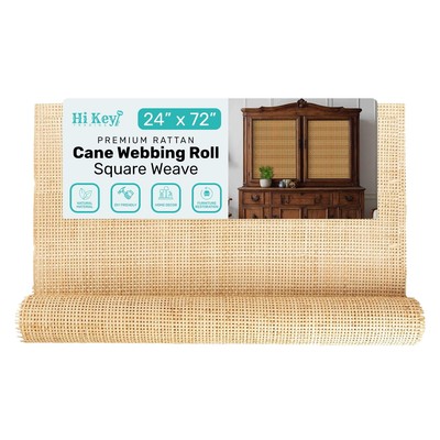 Square Rattan Cane Webbing Roll 24'' Wide Wicker Sheets for DIY Furniture Chai...