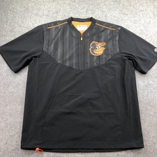 Baltimore Orioles Jacket Mens Large Black MLB Baseball Majestic Pullover 1/4 Zip