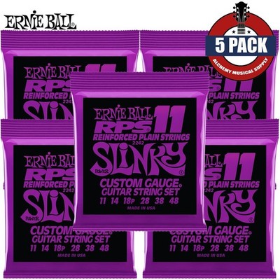5-PACK Ernie Ball 2242 Power Slinky RPS Nickel Electric Guitar Strings 11-48