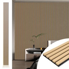 Acoustic Wood Slat Wall Panel 4 Pack 107 x 8 Inch Oak A31206 Art3d Fluted