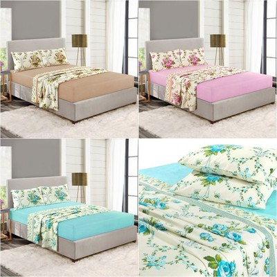 Olivia Floral Flanell 100 % gebürstete Baumwolle weich warm Bettwäsche Spannbettlaken flach Set